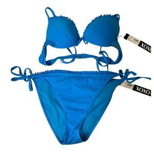 XOXO Blue Ruffled Bikini Set Size L